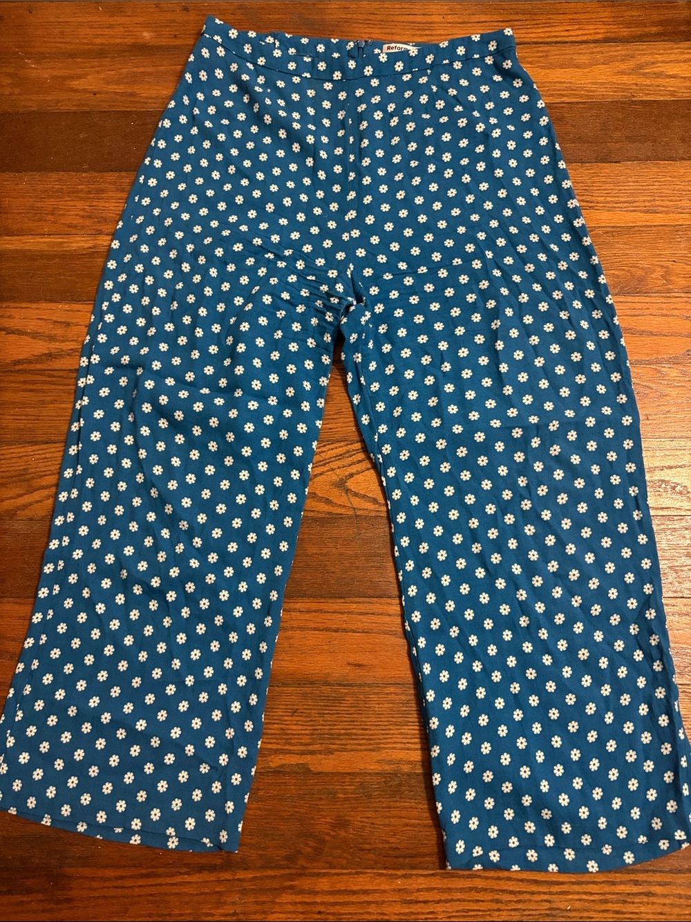 Reformation River Wide Leg Pants Jimmy Blue Floral Dot Size 10